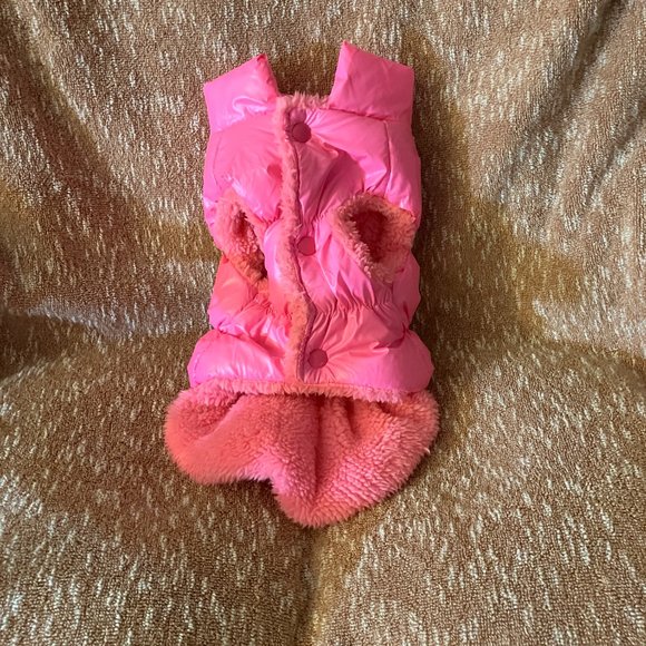 CHICDOG pink puffy VEST dog Sz M (see chart) pre-owned with D-ring slit - Picture 3 of 12